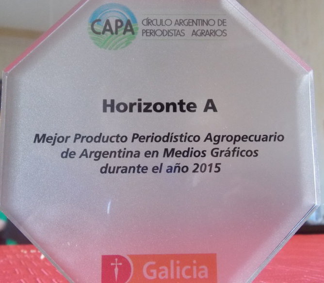 Premio CAPA – Banco GALICIA 2015 – “Mejor producto periodístico Agropecuario de Argentina en medios Gráficos 2015”